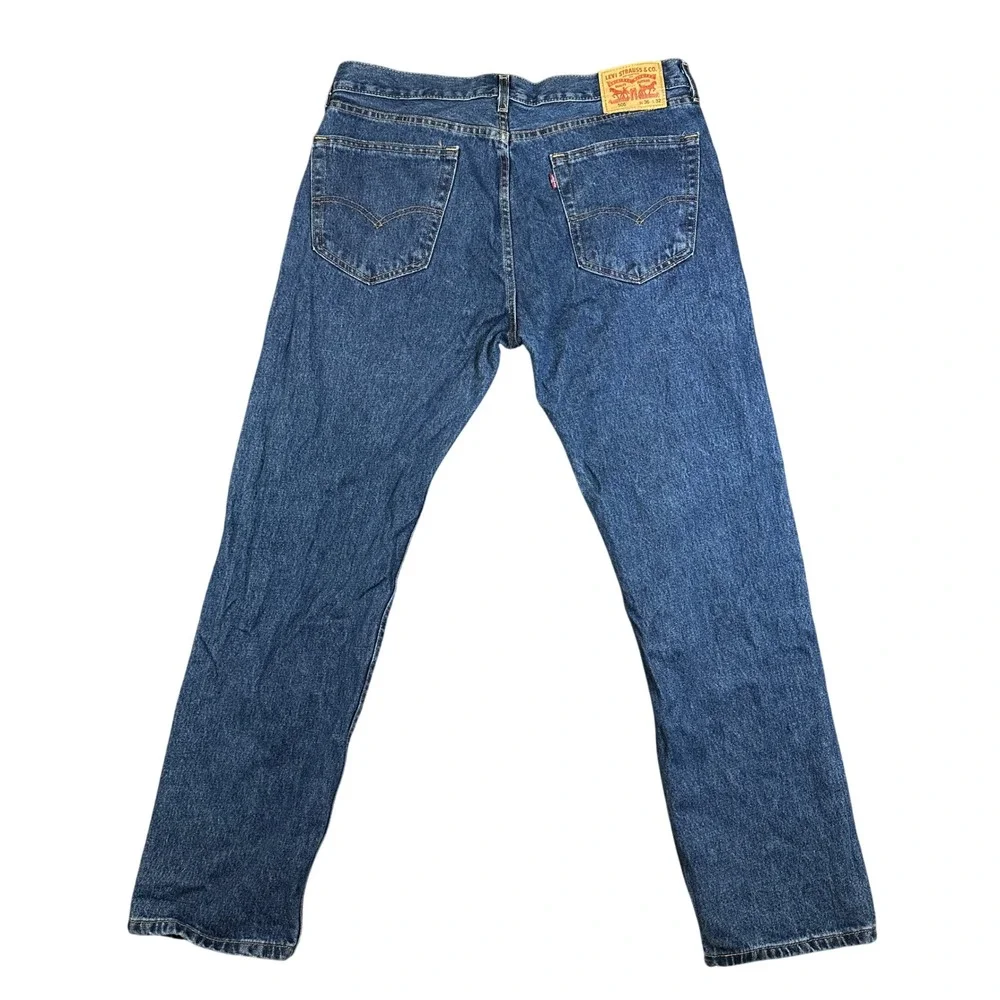 Levis 505 Regular Fit Jeans Mens 36x32 Dark Wash Straight Leg 100% Cotton Denim